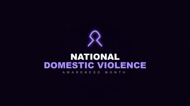 National domestic violence awareness month typography animation brings emblem style banner to life, suitable for campaigns, social media, presentations, and advocacy.
