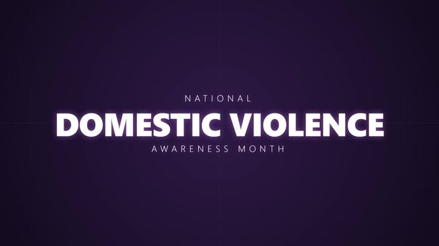 Purple banner features national domestic violence awareness month text animation, ideal for advocacy campaigns, social media, fundraising, materials, and outreach.