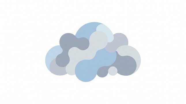 Minimal cloud symbol composed of soft rounded forms in pale blue and gray, suitable for weather applications, cloud technology, and calm lifestyle branding