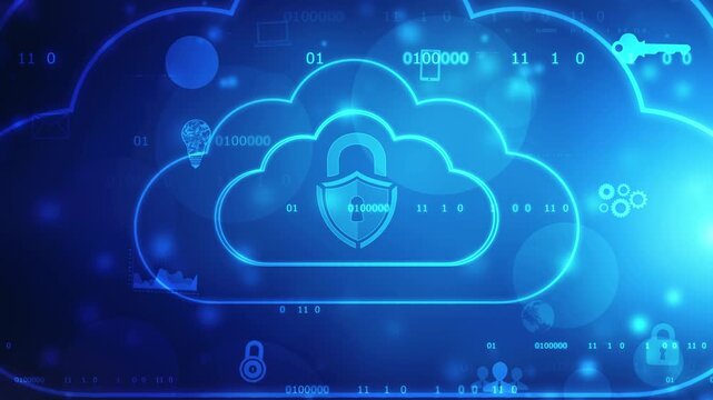 Cloud computing Concept with Binary data transmission, Technology connectivity of digital data and futuristic information. Abstract hi speed internet of things IOT big data cloud. 4K video animation