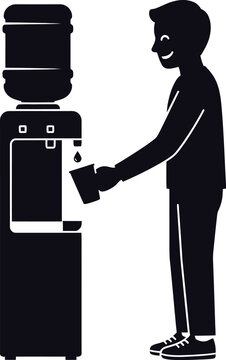 Man filling a glass at a water cooler station with drinking daily routine