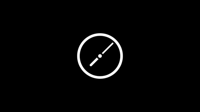 Fast motion clock hand rotating on a minimalist circular dial interface
