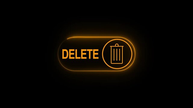 Glowing delete button interface with trash can icon