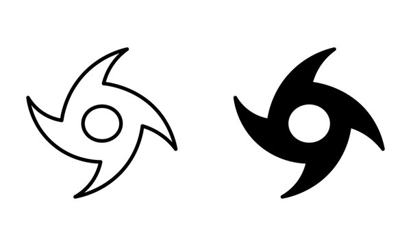 Hurricane and cyclone storm weather symbol icons in black and white styles