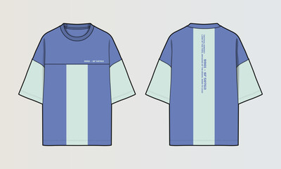 Fototapeta na wymiar Cut and Sew T-Shirt Designs with Colourblock Panels, Patterns and Graphics