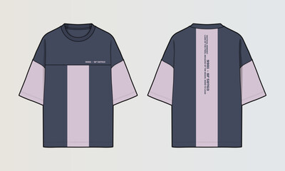 Fototapeta na wymiar Cut and Sew T-Shirt Designs with Colourblock Panels, Patterns and Graphics