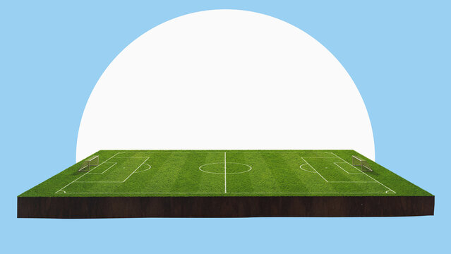 3D Soccer field on free PNG background from above - texture background