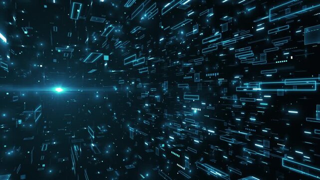 high tech virtual reality grid with moving cyber.