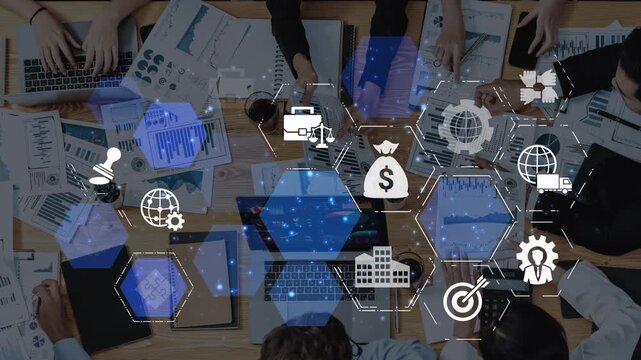 Business concept icons showing mergers and acquisitions, partnership, investment, and growth. mergers and acquisitions creates synergy, supports expansion, and drives corporate value. Funnel