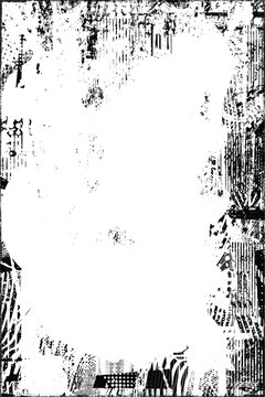 Glitch distorted grungy isolated layers . Design element for brochure, social media, posters, flyers. Overlay texture.Textured banner with Distress effect .Vector halftone dots . Screen print texture
