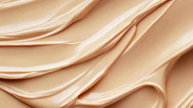 Creamy caramel swirl texture dripping. Smooth molten candy surface for food background. Liquid confectionery food product, melted sweet glaze close up shot.