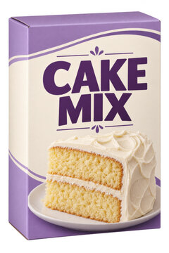 Cake Mix in Cardboard Box Isolated on Transparent Background