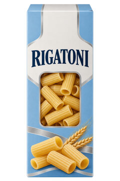 Generic Rigatoni Pasta Carton Packaging Isolated on Transparent Background