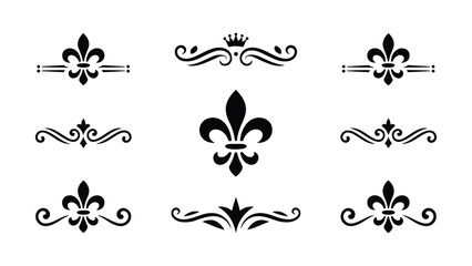 Minimalist Fleur de Lis Ornaments for Elegant Editorial Design Dividers © Sania