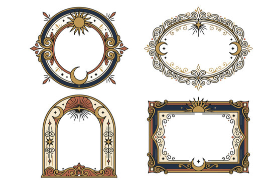 Elegant vintage decorative frame and wreath vector set