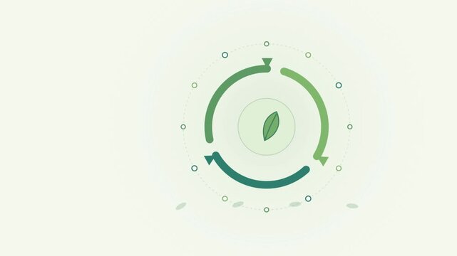 Circular Economy and Sustainable Resource Loop with Rotating Green Arrows