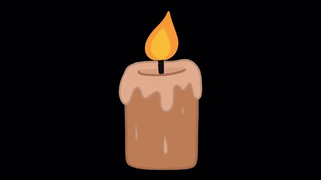 2D Hand Drawn Melting Candle Flame Animation Overlay on Transparent Background