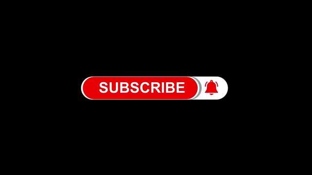 Youtube subscribe and bell Animation with alpha channel. Like Subscribe Bell Notification Button, Pop up youtube subscribe like bell icon button clicked animation motion graphic