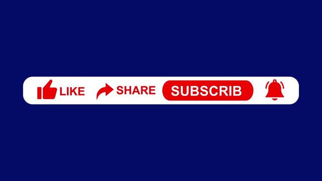 Like Share Subscribe Notify Element. Pop up youtube subscribe like bell icon button clicked animation motion graphic clip template 4k Animation of a like, subscribe , notification for youtube channel