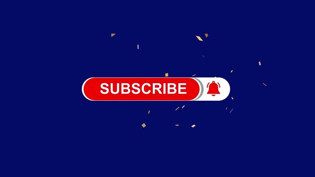 Subscribe, Reminder and Like Button Animation, drag and drop. looping video, Alpha channel, transparent background. 4K resolution with confetti falling 