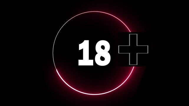18 plus eighteen adult scene silk mark logo glowing sabar neon light effects 4k animation