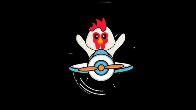 Cartoon rooster holding bow arrow target with surprised expression on