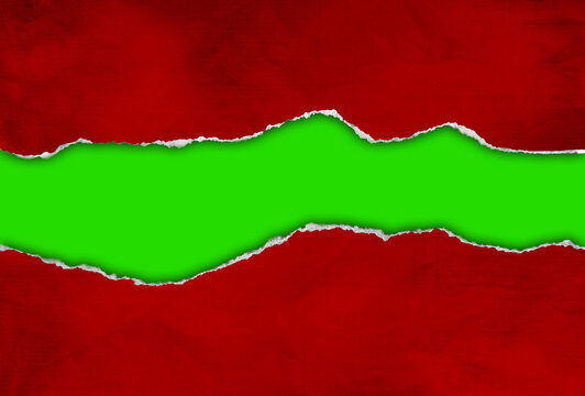 Ripped red and green paper