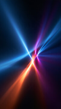 Abstract Futuristic Light Beams Glowing Against Dark Background