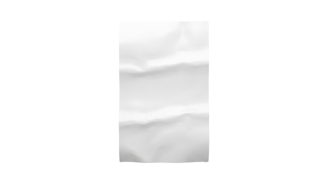 White paper bag with crinkled texture and jagged edge
