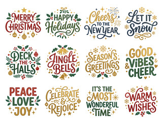 Festive holiday greetings featuring various warm seasonal sayings designed for cheerful celebration and joyous winter cheer © Boob's