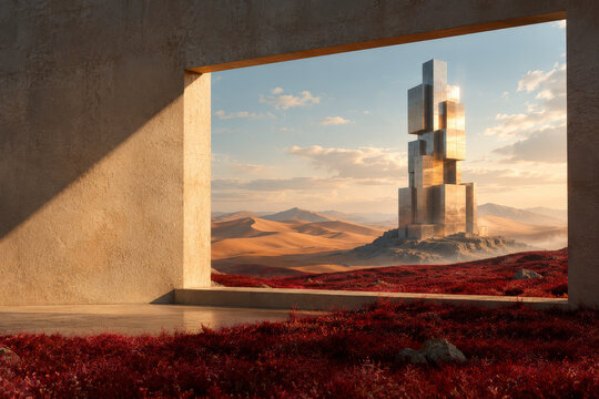 Metallic Tower Desert Window