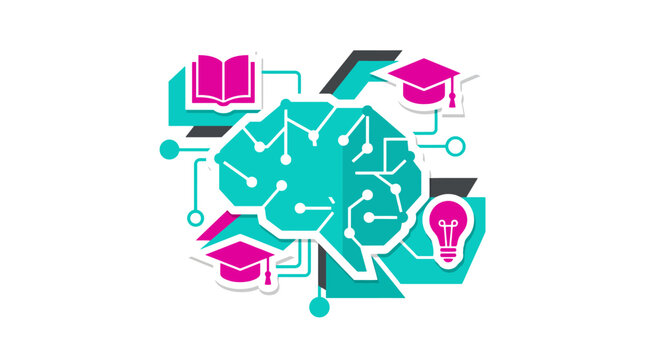 AI in Education, A modern vector design depicting artificial intelligence enhancing learning