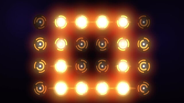 Warm Amber Stage Bulb Light Grid Border Flashing Concert VJ Background