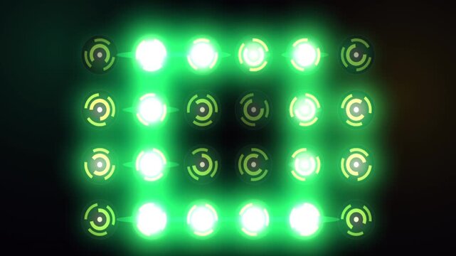 Green LED Stage Light Panel Flashing Frame Border Visual Effect VJ Loop