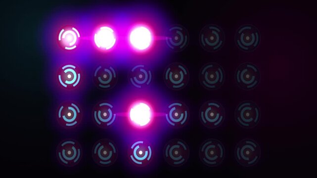Futuristic Neon Blue and Purple Stage Circle Lights Sequencer Loop Animation