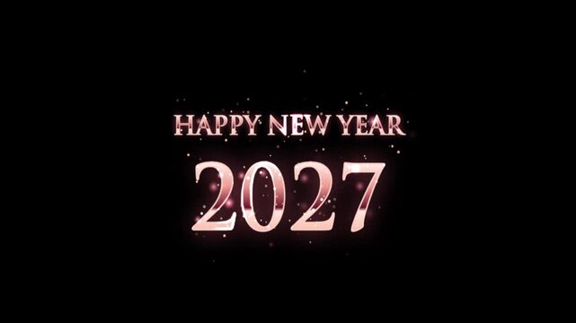 Happy New Year 2027 Rose Gold Metallic Title Animation with Elegant Glow