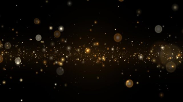 Golden Glitter Dust and Warm Bokeh Floating Particles Wave Motion Background