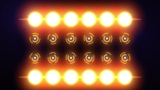 Warm Stage Blinder Lights Wall Flashing and Pulsing Concert Lighting Animation