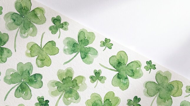 Saint Patrick's Day Clover Pattern Flat Lay - Festive Background for Marketing