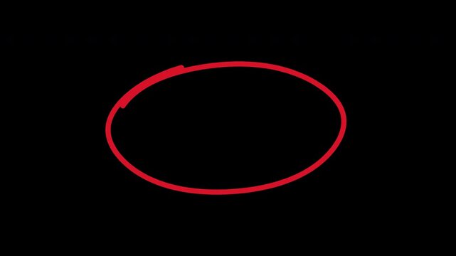 Red Hand Drawn Circle Highlight Animation with Alpha Channel