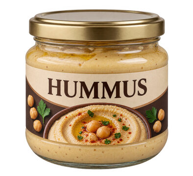 Hummus jar isolated on transparent background