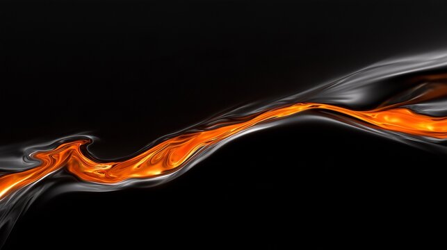 Dark abstract black surface with a glowing orange molten edge for dramatic luxury branding.