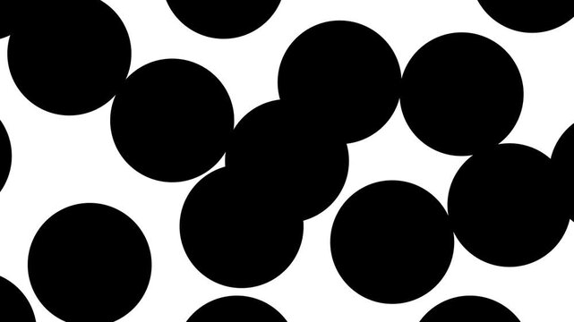 Animated flashing dot pattern and random polka dots motion background loop, abstract geometric optical element for video editing and motion graphics on black and white background. 4k video