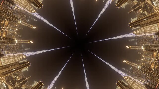 abstract pattern made from timelapse of the dubai skyline