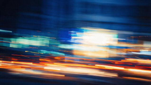 Motion Blur of City Traffic Lights at Night