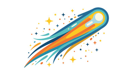 Colorful comet with trailing sparks a vector illustration on a white background © Ariyan