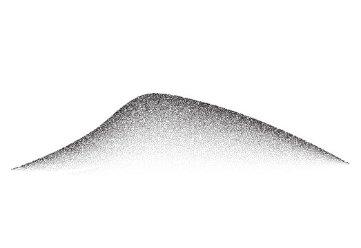 Abstract mountain shape created with stippling dot work texture design transparent background