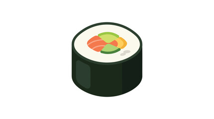 A single maki sushi roll with salmon and avocado vector illustration © HABIR