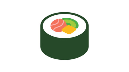 Salmon maki sushi roll a flat vector illustration on a white background © HABIR