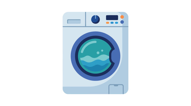 Front loading washing machine with circular window flat vector illustration